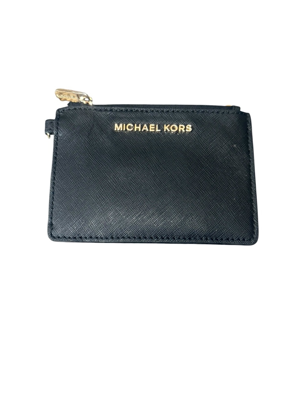 Michael Kors Black Saffiano Card Case with Gold Hardware